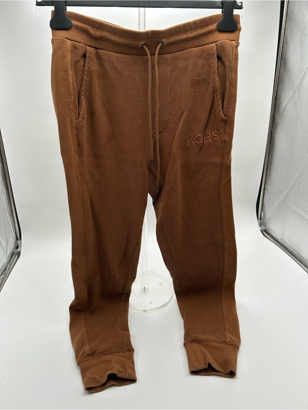 Michael Kors Men's Chestnut Brown Waffle Jogger Sweatpants